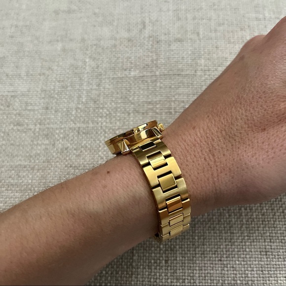 Ladies Movado Bold Champagne Dial Gold-Tone Diamond Bezel Watch - Picture 4 of 11